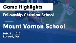 Fellowship Christian School vs Mount Vernon School Game Highlights - Feb. 21, 2020