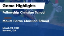 Fellowship Christian School vs Mount Paran Christian School Game Highlights - March 20, 2024