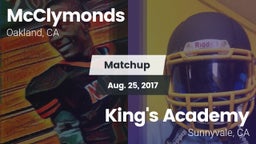 Matchup: McClymonds vs. King's Academy  2017