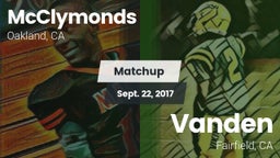 Matchup: McClymonds vs. Vanden  2017