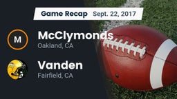 Recap: McClymonds  vs. Vanden  2017