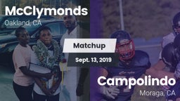 Matchup: McClymonds vs. Campolindo  2019