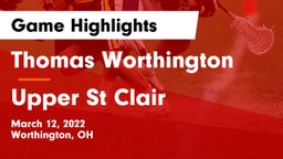 Thomas Worthington  vs Upper St Clair Game Highlights - March 12, 2022
