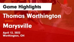 Thomas Worthington  vs Marysville  Game Highlights - April 12, 2022