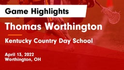 Thomas Worthington  vs Kentucky Country Day School Game Highlights - April 13, 2022