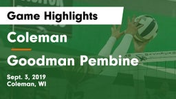 Coleman  vs Goodman Pembine Game Highlights - Sept. 3, 2019