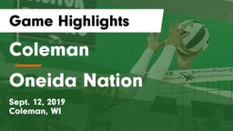 Coleman  vs Oneida Nation  Game Highlights - Sept. 12, 2019