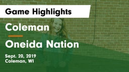 Coleman  vs Oneida Nation  Game Highlights - Sept. 20, 2019