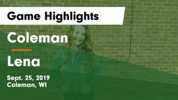 Coleman  vs Lena Game Highlights - Sept. 25, 2019