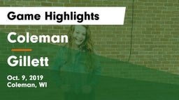 Coleman  vs Gillett Game Highlights - Oct. 9, 2019