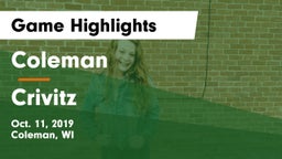 Coleman  vs Crivitz Game Highlights - Oct. 11, 2019