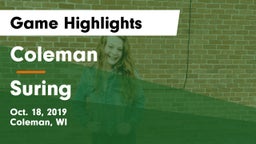 Coleman  vs Suring  Game Highlights - Oct. 18, 2019