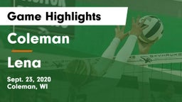 Coleman  vs Lena Game Highlights - Sept. 23, 2020