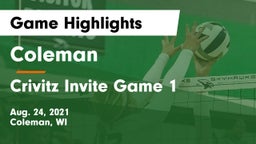 Coleman  vs Crivitz Invite Game 1 Game Highlights - Aug. 24, 2021