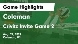 Coleman  vs Crivitz Invite Game 2 Game Highlights - Aug. 24, 2021