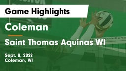 Coleman  vs Saint Thomas Aquinas  WI Game Highlights - Sept. 8, 2022