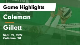 Coleman  vs Gillett  Game Highlights - Sept. 27, 2022