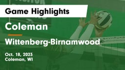 Coleman  vs Wittenberg-Birnamwood  Game Highlights - Oct. 18, 2023
