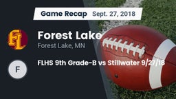 Recap: Forest Lake  vs. FLHS 9th Grade-B vs Stillwater 9/27/18 2018