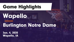 Wapello  vs Burlington Notre Dame Game Highlights - Jan. 4, 2020