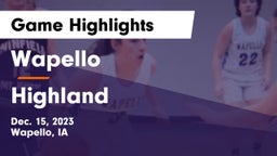 Wapello  vs Highland  Game Highlights - Dec. 15, 2023