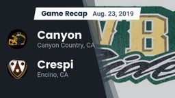 Recap: Canyon  vs. Crespi  2019