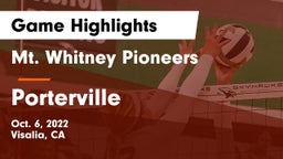 Mt. Whitney  Pioneers vs Porterville  Game Highlights - Oct. 6, 2022