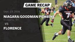 Recap: Niagara/Goodman/Pembine  vs. Florence 2016
