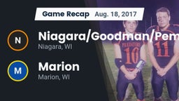 Recap: Niagara/Goodman/Pembine  vs. Marion  2017