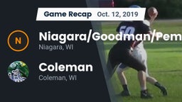 Recap: Niagara/Goodman/Pembine  vs. Coleman  2019