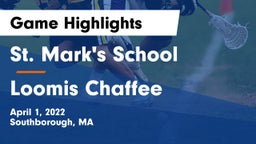 St. Mark's School vs Loomis Chaffee Game Highlights - April 1, 2022