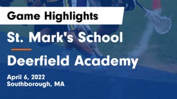 St. Mark's School vs Deerfield Academy  Game Highlights - April 6, 2022