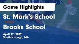 St. Mark's School vs Brooks School Game Highlights - April 27, 2022