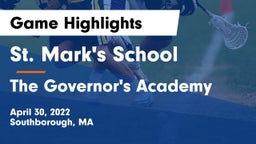 St. Mark's School vs The Governor's Academy  Game Highlights - April 30, 2022