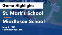 St. Mark's School vs Middlesex School Game Highlights - May 4, 2022