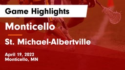 Monticello  vs St. Michael-Albertville  Game Highlights - April 19, 2022