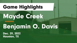 Mayde Creek  vs Benjamin O. Davis  Game Highlights - Dec. 29, 2022