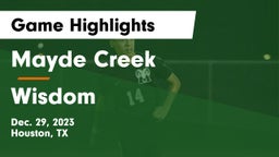 Mayde Creek  vs Wisdom  Game Highlights - Dec. 29, 2023