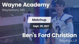 Matchup: Wayne Academy vs. Ben's Ford Christian  2017