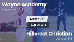 Matchup: Wayne Academy vs. Hillcrest Christian  2018