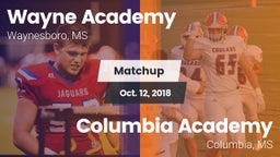 Matchup: Wayne Academy vs. Columbia Academy  2018