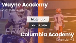 Matchup: Wayne Academy vs. Columbia Academy  2020