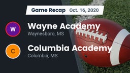 Recap: Wayne Academy  vs. Columbia Academy  2020