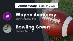 Recap: Wayne Academy  vs. Bowling Green  2022