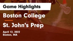 Boston College  vs St. John's Prep Game Highlights - April 12, 2022