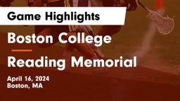 Boston College  vs Reading Memorial  Game Highlights - April 16, 2024