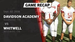Recap: Davidson Academy  vs. Whitwell  2016