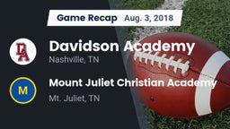Recap: Davidson Academy  vs. Mount Juliet Christian Academy  2018