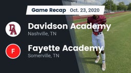 Recap: Davidson Academy  vs. Fayette Academy  2020