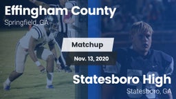 Matchup: Effingham County vs. Statesboro High 2020